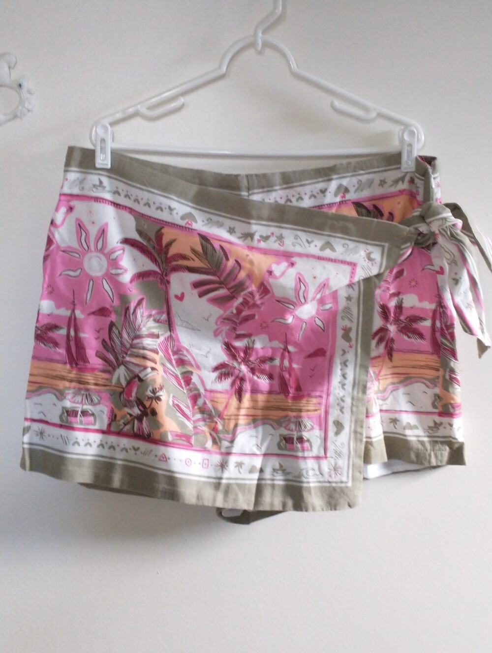Ann Taylor LOFT Tropical Floral Beach Wrap Skirt-Shorts Skort 16